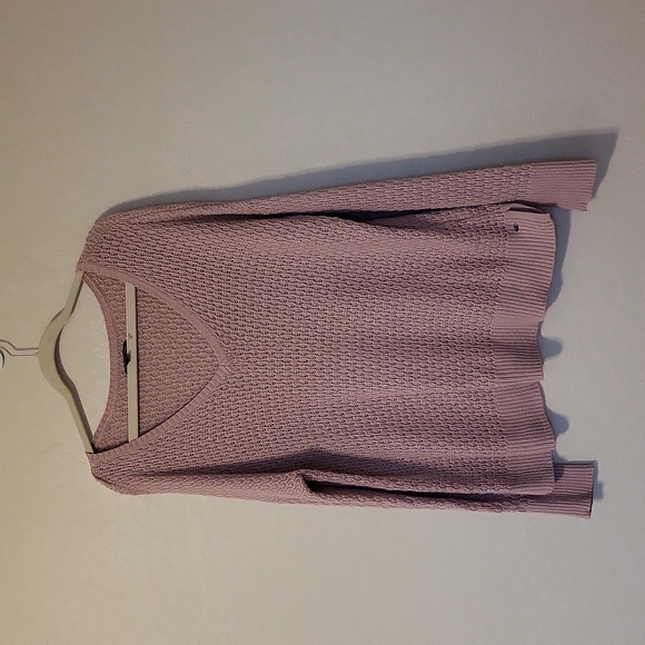 American Eagle Outfitters Dusty Mauve Pullover Sweater Side Slits V Neck Size M - Picture 3 of 10